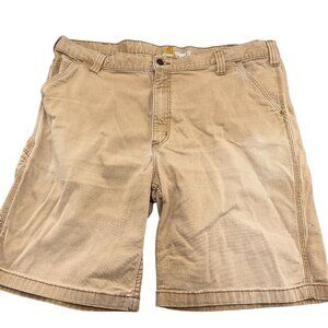 Carhartt Shorts Men 42W‎ x 9.5L Tan Brown Chino Relaxed Fit Work Chore Utility
